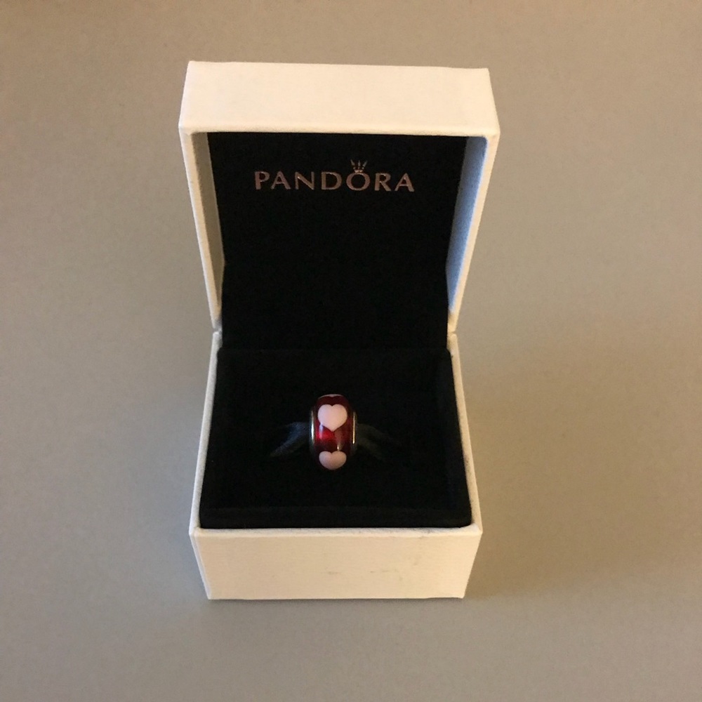 Red love, pink hearts pandora charm